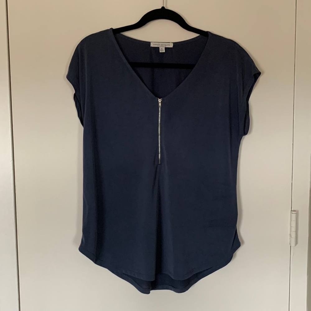 Green Envelope Slate Blue Sleeveless top Sz M